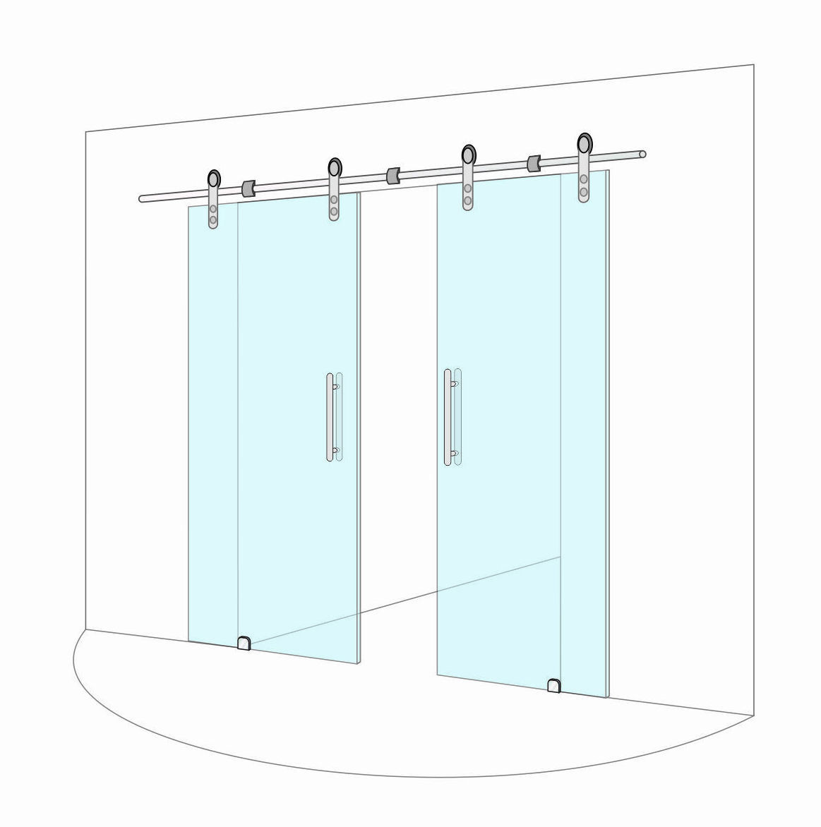 V1-2 Раскатная стеклянная дверь