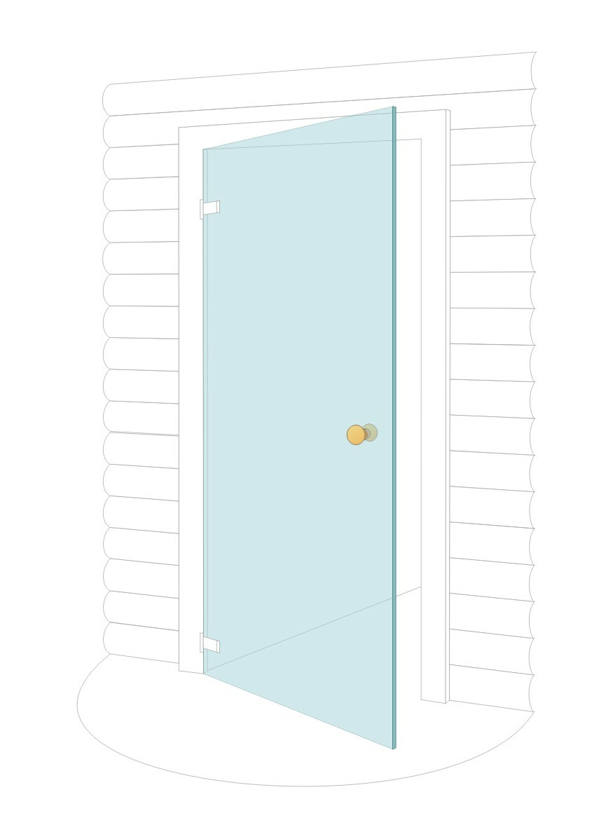 B1-2 Стеклянная дверь для бань, саун, и парилок