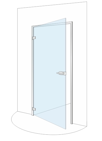 DMZ-1 Стеклянная дверь в алюминиевой коробке